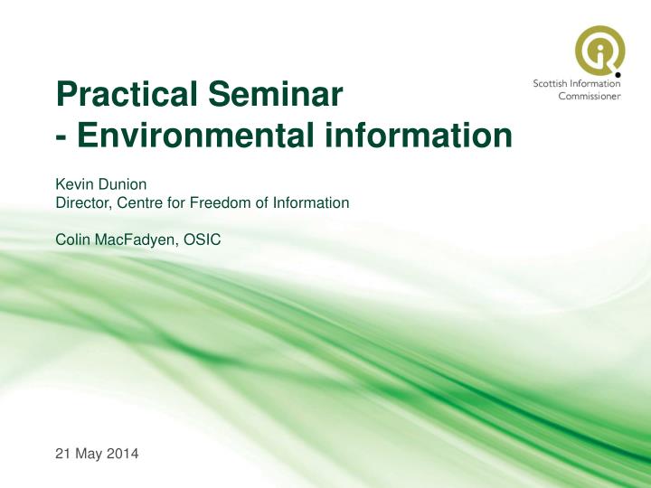 practical seminar environmental information