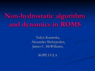 Non-hydrostatic algorithm and dynamics in ROMS