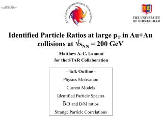 Identified Particle Ratios at large p T in Au+Au collisions at ?s NN = 200 GeV