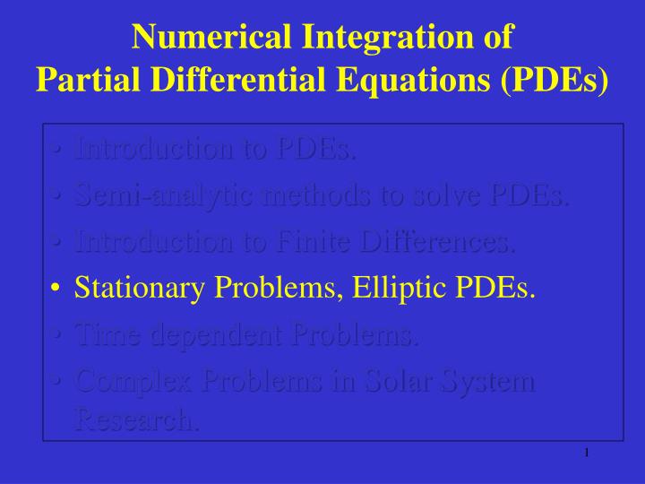 numerical integration of partial differential equations pdes