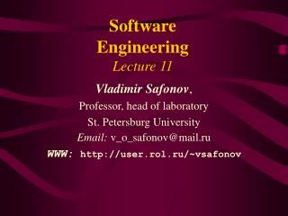 Software Engineering Lecture 11