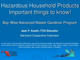 Hazardous Household Products Important things to know!