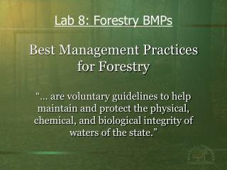 Best Management Practices for Forestry