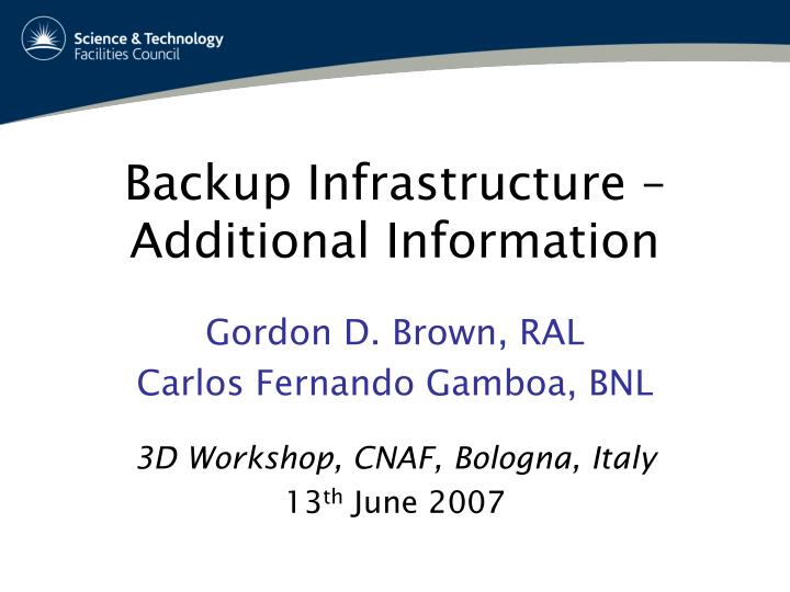 backup infrastructure additional information