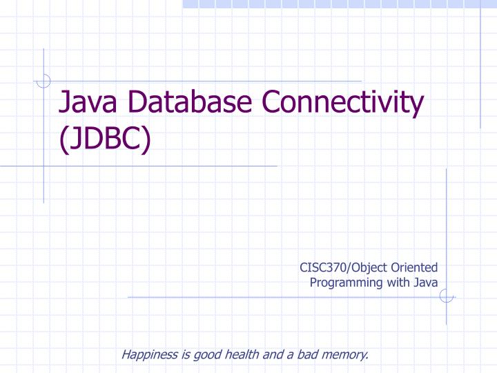 java database connectivity jdbc