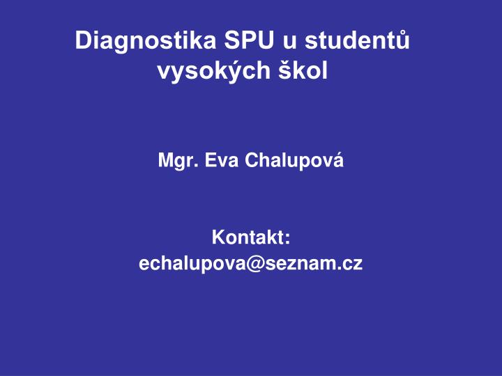 diagnostika spu u student vysok ch kol