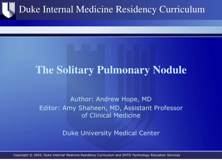 the solitary pulmonary nodule