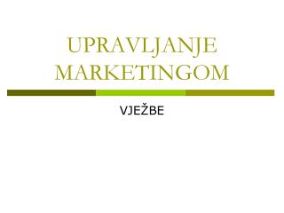 upravljanje marketingom