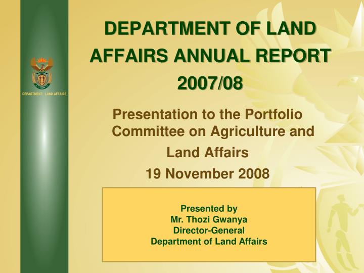 department of land affairs annual report 2007 08