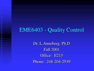 EME6403 - Quality Control