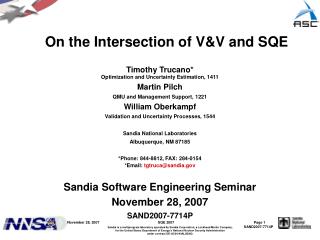 On the Intersection of V&amp;V and SQE