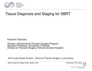 Tissue Diagnosis and Staging for SBRT