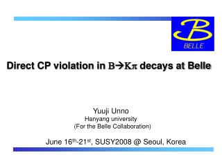 Direct CP violation in B ?Kp decays at Belle