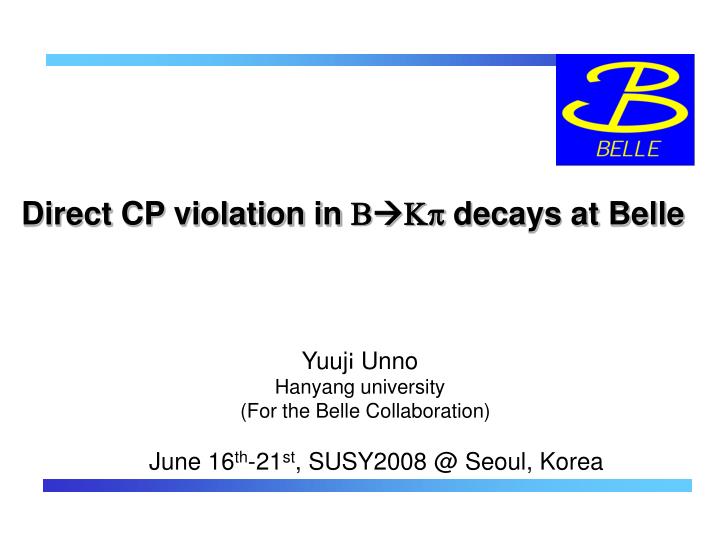 direct cp violation in b kp decays at belle