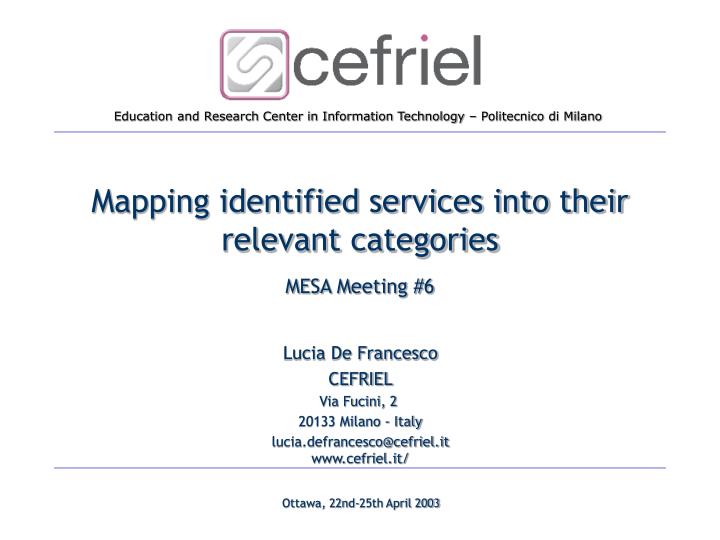 mapping identified services into their relevant categories