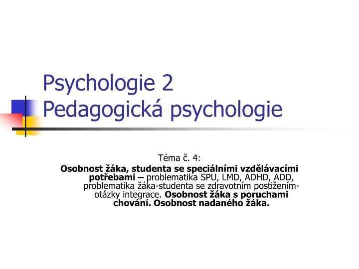psychologie 2 pedagogick psychologie