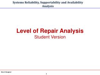 Level of Repair Analysis Student Version