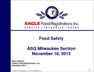Food Safety ASQ Milwaukee Section November 18, 2013