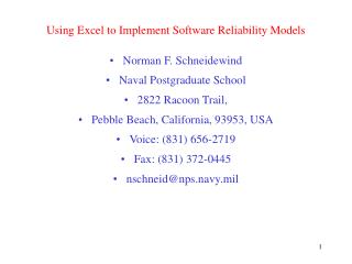 Using Excel to Implement Software Reliability Models