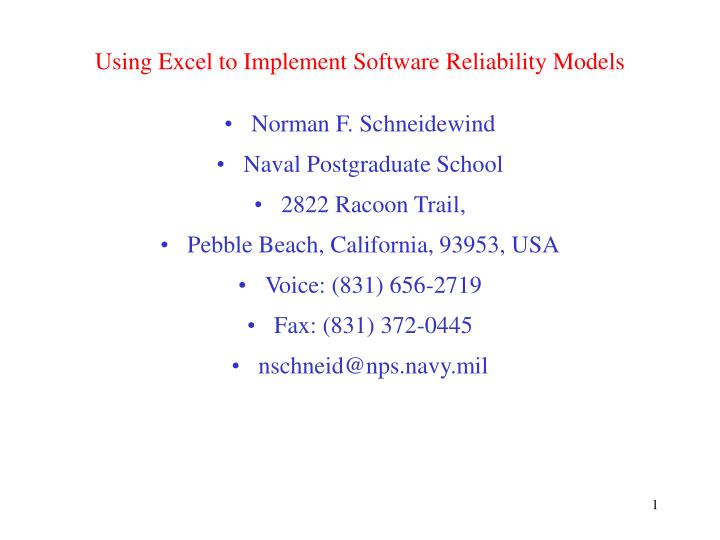 using excel to implement software reliability models