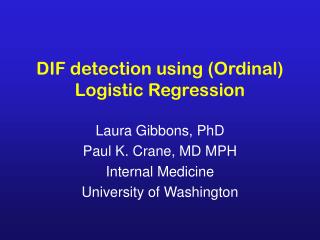 DIF detection using (Ordinal) Logistic Regression