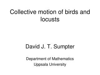 Collective motion of birds and locusts