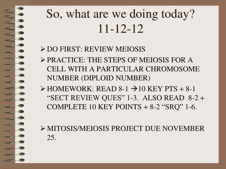 so what are we doing today 11 12 12