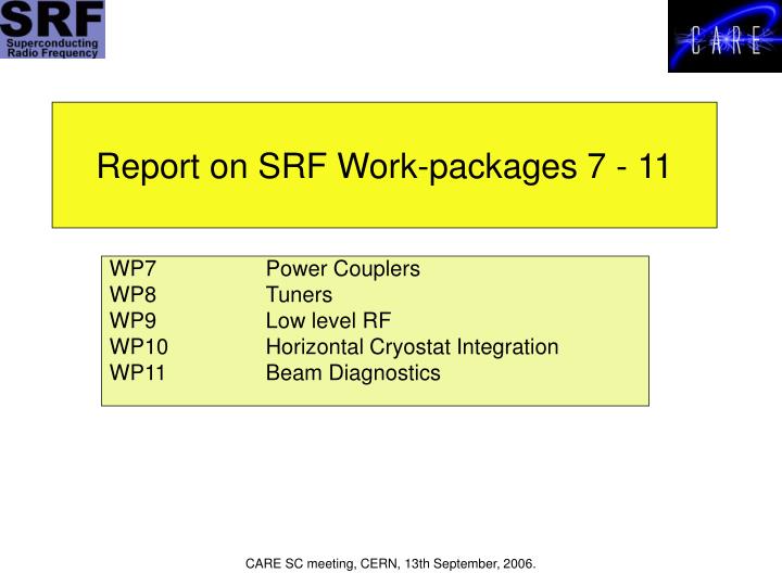 report on srf work packages 7 11