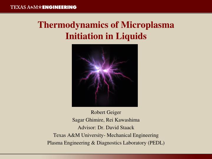thermodynamics of microplasma initiation in liquids
