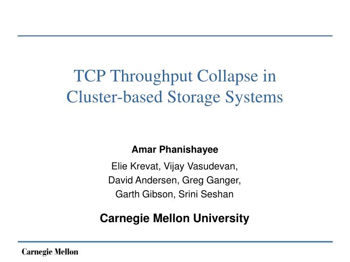 tcp throughput collapse in cluster based storage systems