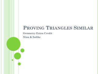 Proving Triangles Similar