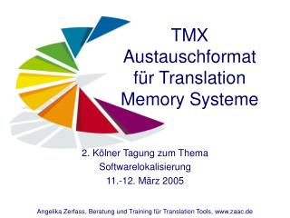 TMX Austauschformat für Translation Memory Systeme