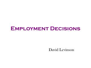 Employment Decisions
