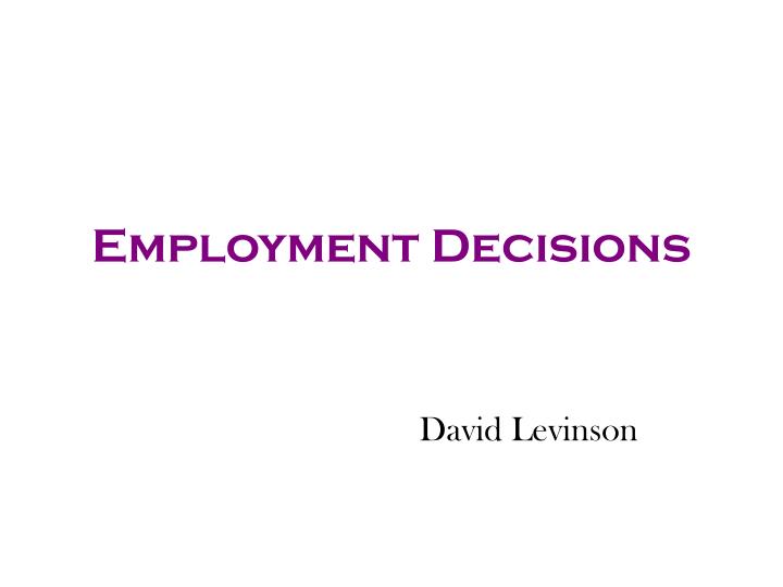 employment decisions