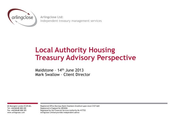 local authority housing treasury advisory perspective