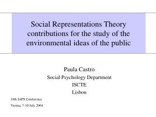 Social Representations Theory contributions for the study of the environmental ideas of the public