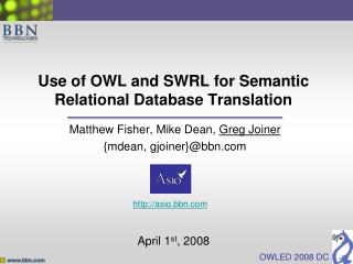 Use of OWL and SWRL for Semantic Relational Database Translation