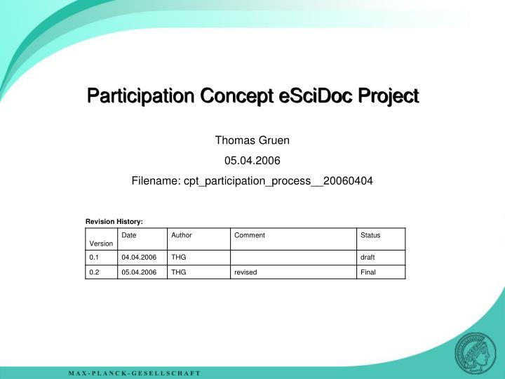 participation concept escidoc project