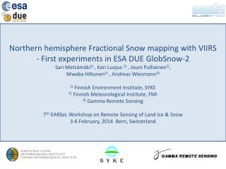 Northern hemisphere Fractional Snow mapping with VIIRS - First experiments in ESA DUE GlobSnow-2
