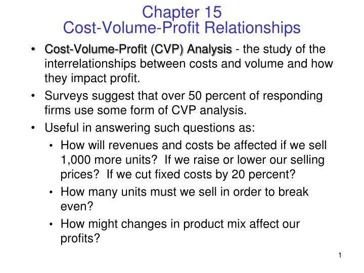 chapter 15 cost volume profit relationships