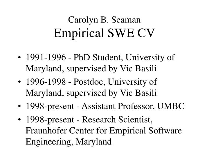 carolyn b seaman empirical swe cv
