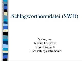schlagwortnormdatei swd