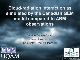 Cloud-radiation interaction as simulated by the Canadian GEM model compared to ARM observations