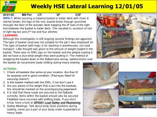 Weekly HSE Lateral Learning 12/01/05