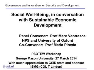 PSOTEW Workshop George Mason University, 27 March 2014