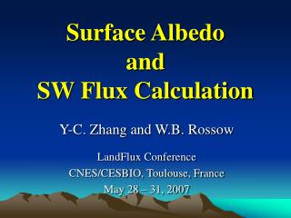 Surface Albedo and SW Flux Calculation