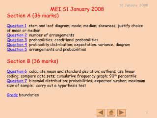 MEI S1 January 2008 Section A (36 marks)