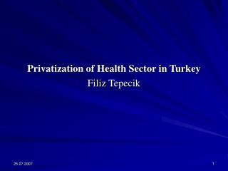 Privatization of Health Sector in Turkey Filiz Tepecik