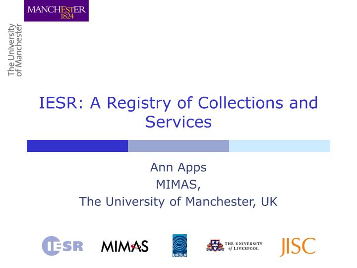 iesr a registry of collections and services