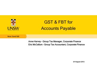 GST &amp; FBT for Accounts Payable